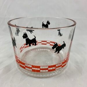 Red & Black FDR's Fala Scotty Dog American Glass Ice Bowl, circa 1930-1940